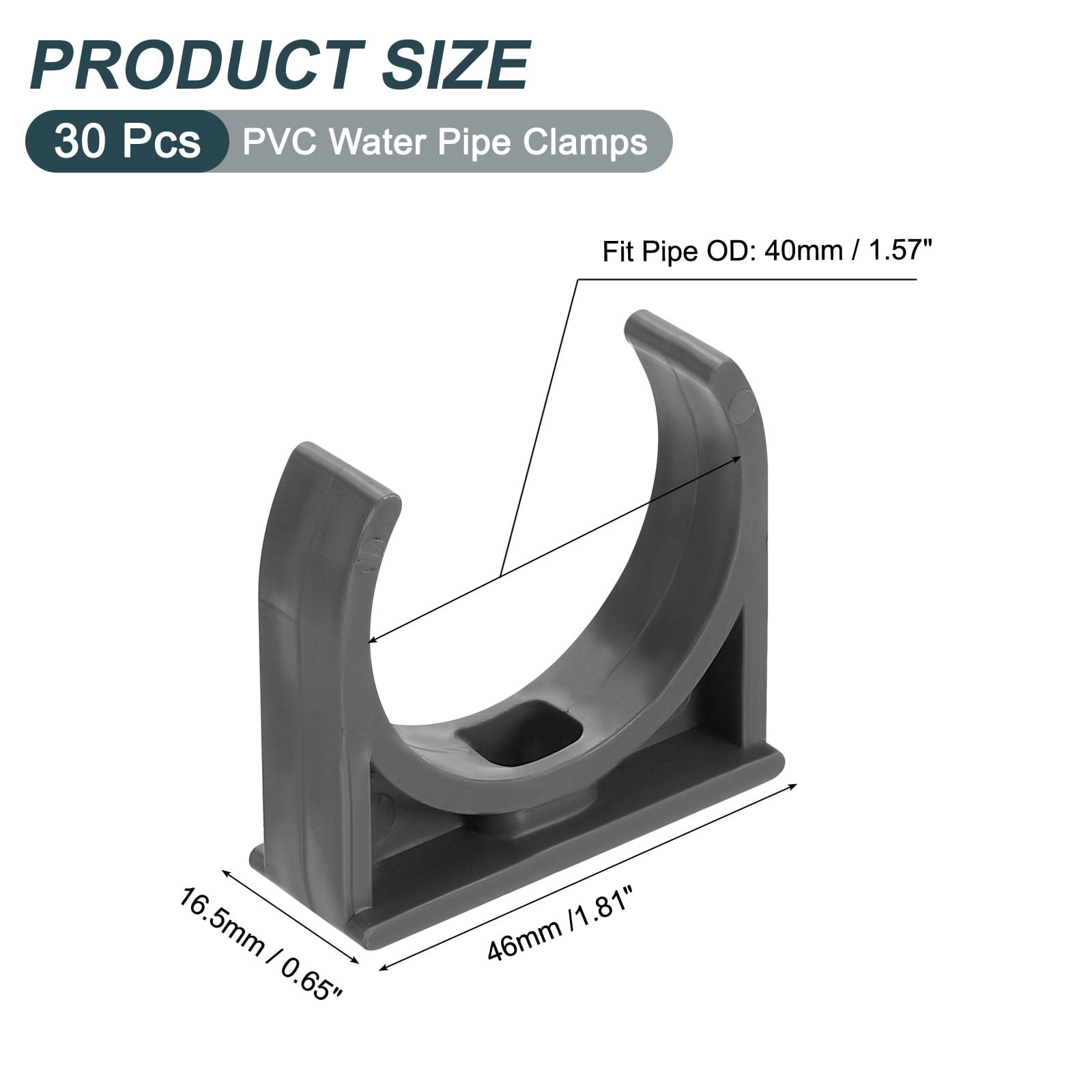30 Pack Water Pipe Clamps Clips, U-Shaped Tubing Hose Buckles, Irrigation Tube Holder for 40mm OD for TV Trays Tube Hose Hanger Support Tubing, Gray