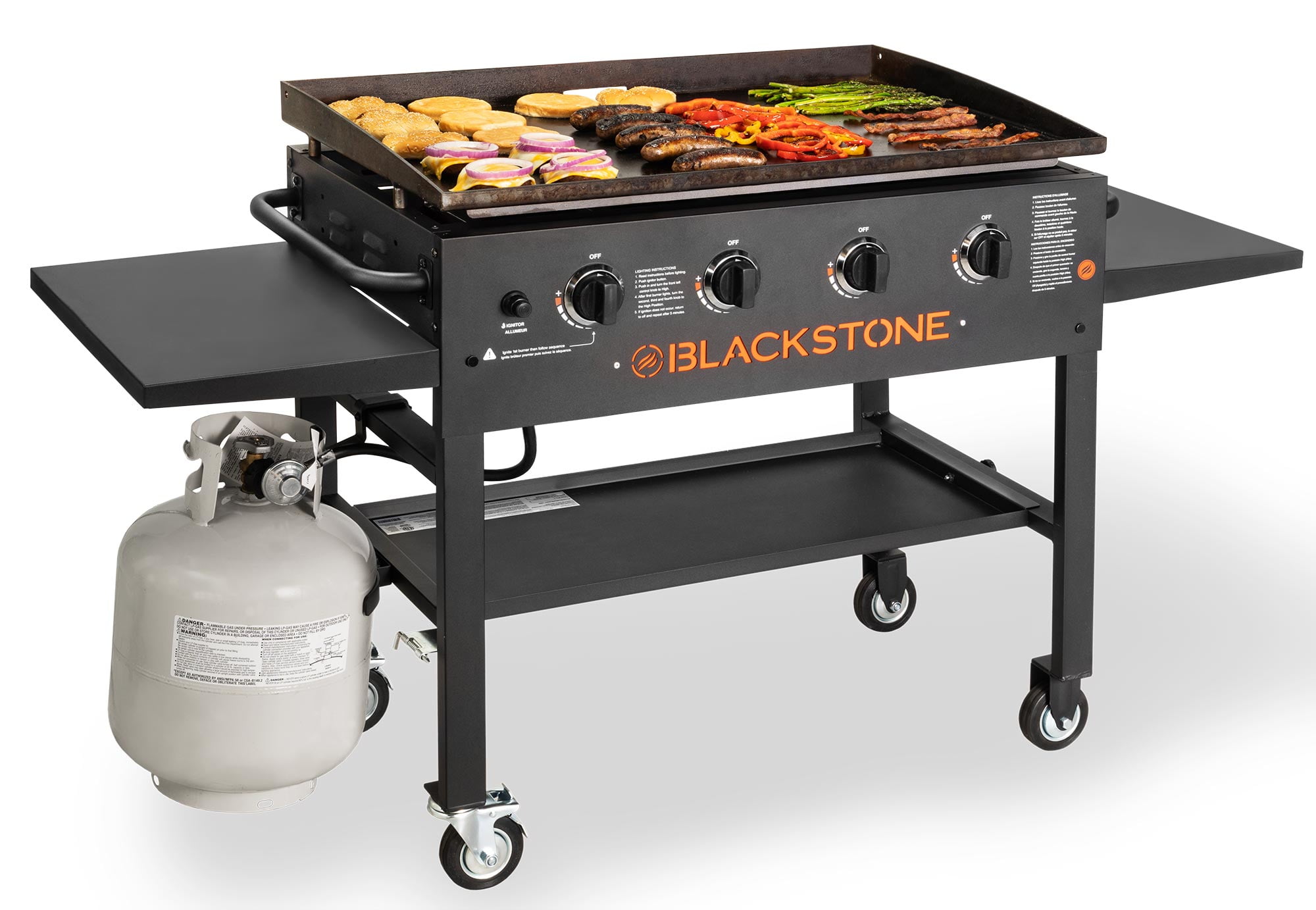 Blackstone 4 Burner 36 Griddle Cooking, Blackstone Liquid Propane Freestanding Outdoor Griddle Black 4 Burners With Lid