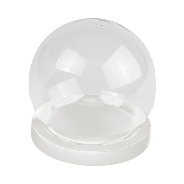 Cúpula de cristal para exhibición, tarro de bola con base de madera, caja de globo de cristal vacía para Base plana blanca