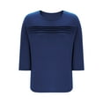 thumbnail image 6 of Hanen Plus Size Women Blouses 3/4 Length Sleeve Tops Crewneck Pleated Casual Tees Shirts, 6 of 8