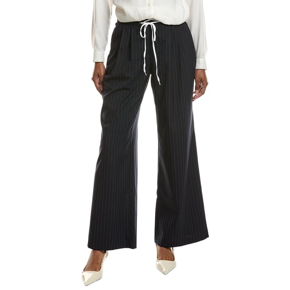 Avec Les Filles womens Pleated Lace-Up Front Pant, 12, Blue