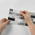 thumbnail image 4 of 6Piece Waterproof Tile Stickers Mosaic Brick 11.8x5.9inch Wall Decals DIY Tiles Vinyl Backsplash Self Adhesive Black Gray Marble Wallpaper, 4 of 8