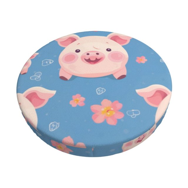 Balery Cute Pig Flowers Fundas de asiento para taburete de bar redondo de tela de terciopelo ajustables que protegen de arañazos y manchas para sillas de 14 a 17 pulgadas.-12 inch