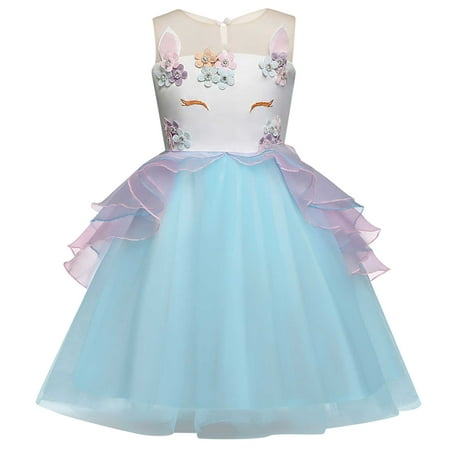 

DTBPRQ Girls Wedding Dress Flower Girl Costumes Princess Dress Up Fancy Birthday Party Ball Gown