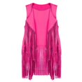 thumbnail image 3 of Fiaer Women's Fringe Vest 70s Hippie Costume Faux Suede Sleeveless Tassel Long Cardigan Jacket Oversized Western Tops Hot Pink1 S, 3 of 3