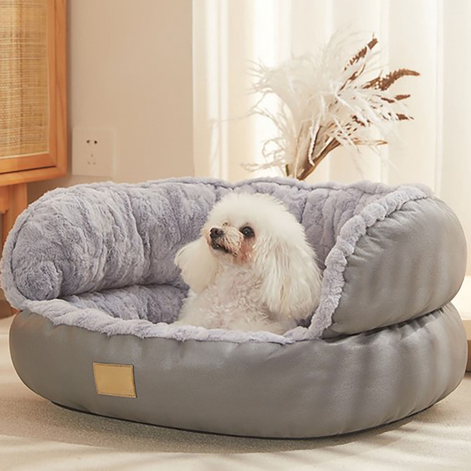 Self Warming Cat Bed for Indoor Cats, Round Washable Pet Bed for Puppy and Kitten with Slip-Resistant Bottom, 19.7 Inch Cozy Small Dog Bed for Pets