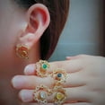 thumbnail image 3 of Blue CZ Cuban Link Chain Tiny Round Stud Earrings for Women Gold Plated Jewelry, 3 of 9