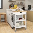 thumbnail image 5 of GVN Rolling Kitchen Table, Kitchen Island,3-Tier Kitchen Island Cart Rolling Service Trolley with Bamboo Top-White, 5 of 12