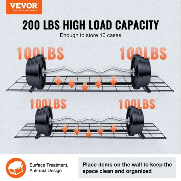 Wall Mounted Garage Storage Shelves 2 Pack, 4 x 1 ft Heavy Duty Floating Shelves, 400 lbs Capacity, Perfect for Shop Shed Garage Organization