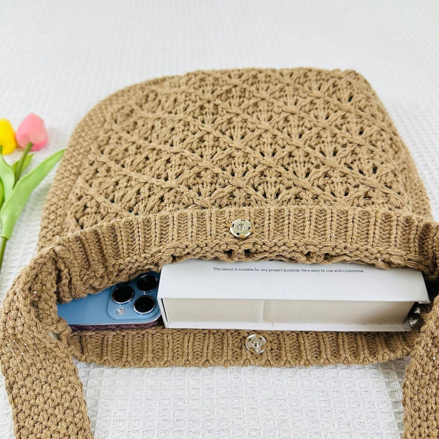 Kukuzhu Crochet Bag Crochet Tote Bag Indie Hobo Bag Cottagecore Aesthetic Tote Bag Crochet Crossbody Bag