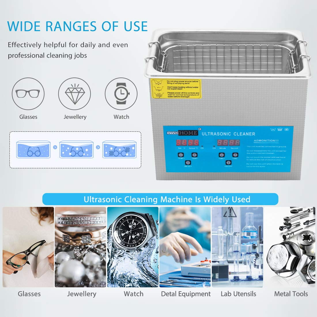 SPECSTAR Professional 6L Portable Touch Controllable Electric Ultrasonic Cleaner Machine with Digital Timer and Heater for Parts Jewelry Watch Coin Glass Circuit Board