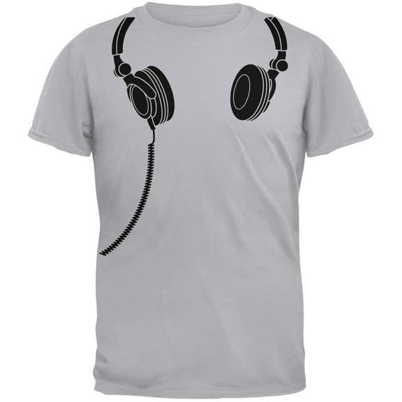 Headphones Light Grey Adult T-Shirt - Medium