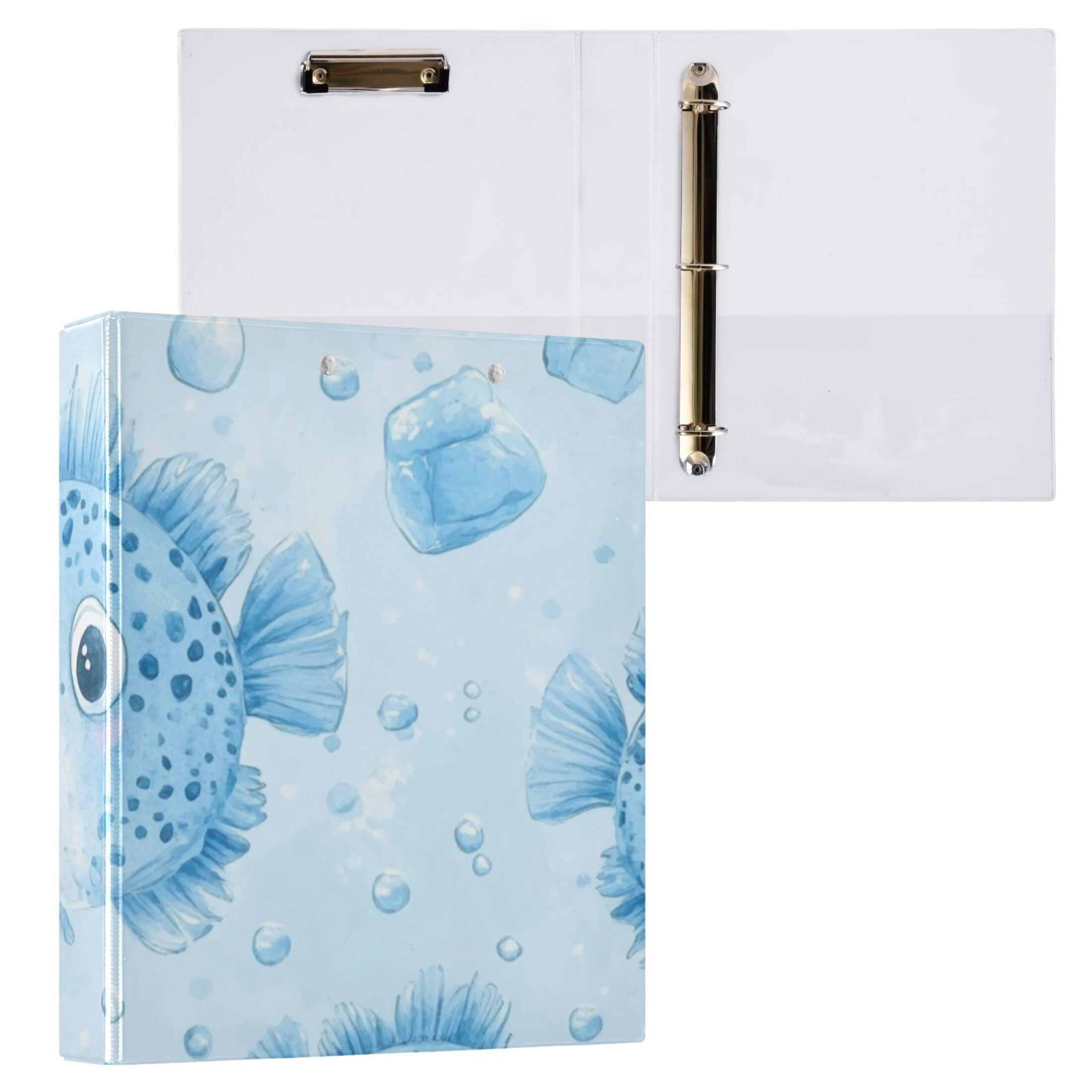 Ice Bubbles Puffers 3 Ring Binders 1.5 inch Hardcover File Folders with Interior Pockets A4 Size Organizer for School Office Hospital