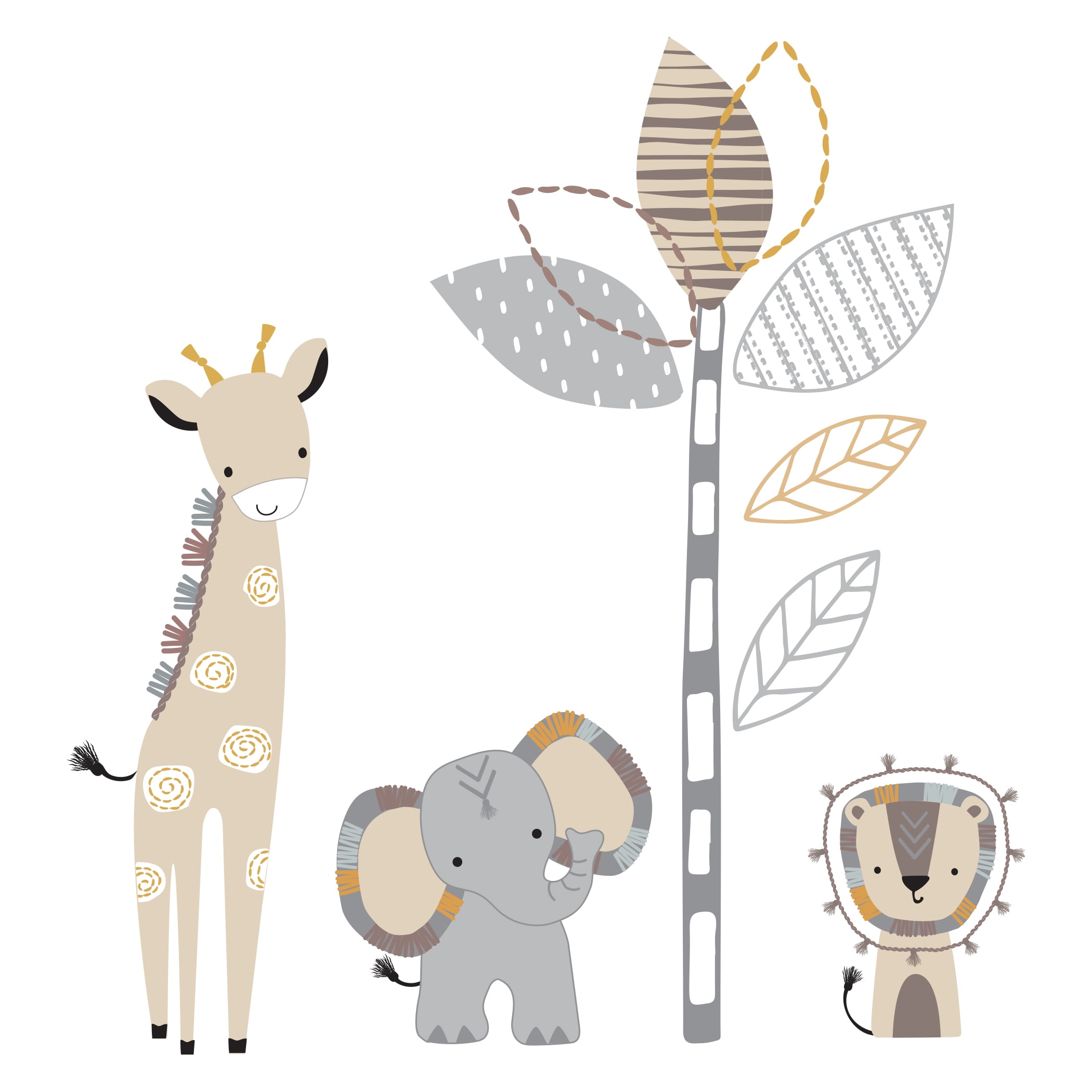 Lambs Ivy Jungle Safari Gray Tan White Nursery 6 Piece Baby Crib