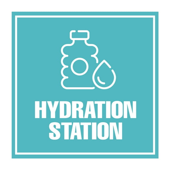 Square Plus Hydration Station Wall or Door Sign | Business & Public Signage - Large
