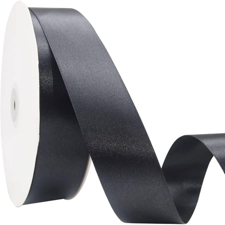1 inch Wide 100 Yards Double Face Black Satin Ribbon Black Fabric Ribbon for Gift Wrapping Very Suitable for Weddings Decoration Bouquet Balloons Arts Craft Sewing Hair Bow Invitation