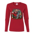 thumbnail image 2 of Vintage Hot Rod Old Garage Cars and Trucks Womens Graphic Long Sleeve T-Shirt, Red, 2XL, 2 of 3