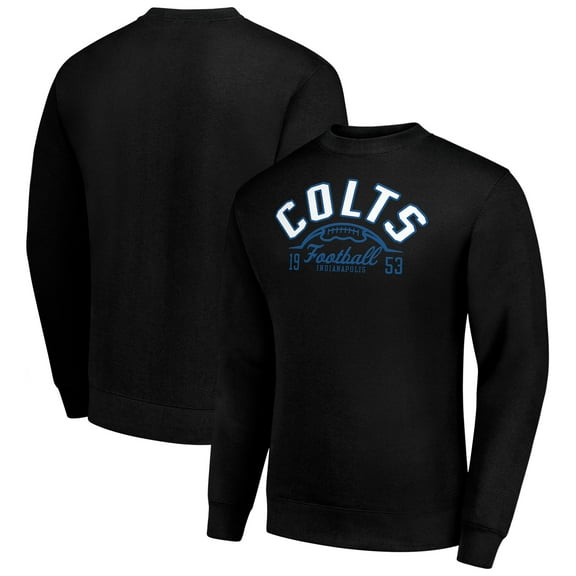 Men's Starter Black Indianapolis Colts Half Ball Team Graphic Fleece Pullover Sweatshirt