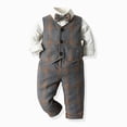 thumbnail image 2 of 4-5 Years Infant Newborn Boy Clothes Set 3Pcs Long Sleeve Stripe Shirt Vest Tops Pants 3Pcs Kids Gentleman Bowtie Set Outfits 9 12 18 24 Months 2T 3T 4T 5T Toddler Fall Winter Outfit,Blue, 2 of 6