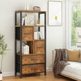 thumbnail image 3 of Ktaxon Bookshelf, 57.9" Tall Industial Etagere Bookcase with 4 Drawers, Modern 5-Tier Open Display Storage Shelf for Living Room, Home Office, Brown, 3 of 9