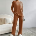 thumbnail image 2 of Byworldtasic Lounge Sets for Women No Boundaries Long Sleeve Knit Ribbed Pajama Sets 2-Piece Loungewear with Pockets, 2 of 9