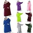 thumbnail image 2 of Sudaderas con capucha de alfombra de franela de gran tamaño para mujer, manta de TV usable, sudaderas de lana Sherpa con bolsillo de manga larga, Invierno, 2 of 4