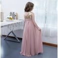 thumbnail image 4 of ETHAN A-Line One-Shoulder Floor-Length Chiffon Junior Bridesmaid Dress With Ruffle Red Size 4, 4 of 7
