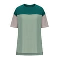 thumbnail image 4 of ZyeKqe Oversized T Shirts for Women Half Sleeve Shirts Round Neck Summer Tops Color Block Loose Tees Blouses, 4 of 9