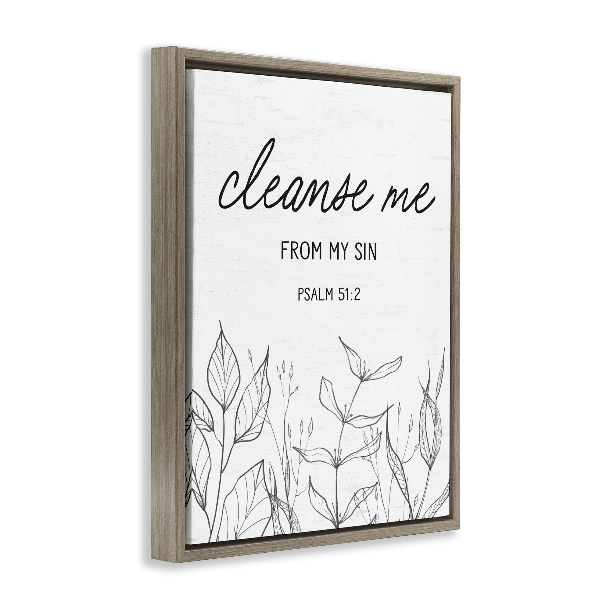 Cleanse Me From Sin Brown Framed Floater Canvas Wall Art, design by Lettered and Lined
