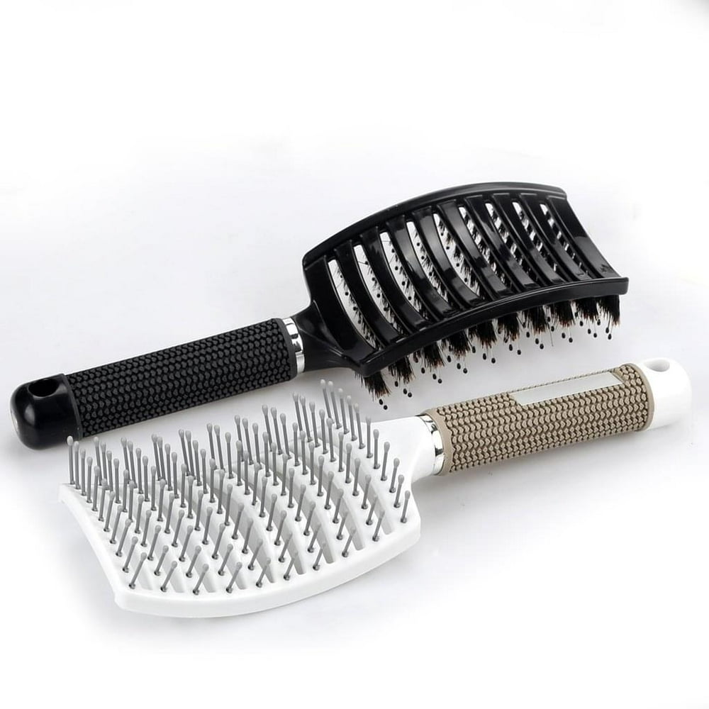 Wild Boar Bristles Hairbrush, Curved Vent Hairbrush, Boar Bristles Hair