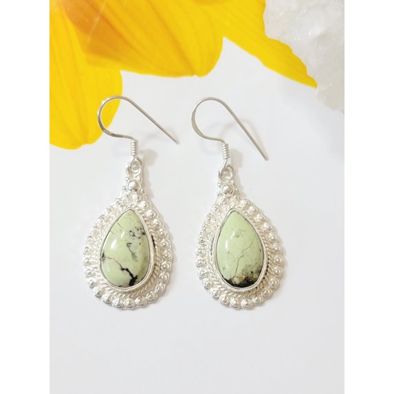 Chrysoprase Earring, Solid Sterling Silver Earring, Bezel Earring, Green Chrysoprase, Silver Earring, Designer Earring, Gift Idea, For Mom
