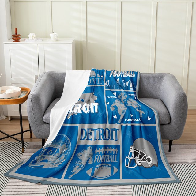 Erosebridal Modern Rugby Throw Blanket for Couch, Football Player Plush Blanket, Ball Sports Decor