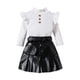 thumbnail image 1 of Odeerbi 18M-6 Años Conjunto de Niñas Tops de Manga Larga Con Cuello Moñudo Y Falda de Cuero Conjunto de Dos Piezas Conjunto de Falda, 1 of 9