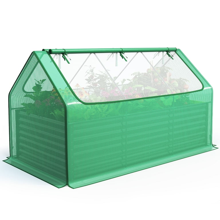 Quictent 8x4x2ft Galvanized Raised Garden Bed with Cover, Metal