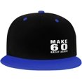 thumbnail image 2 of Make Sixty Great Again Flat Bill Hats Contrast Hip Hop Baseball Cap Unisex Snapback Rock Caps, 2 of 9