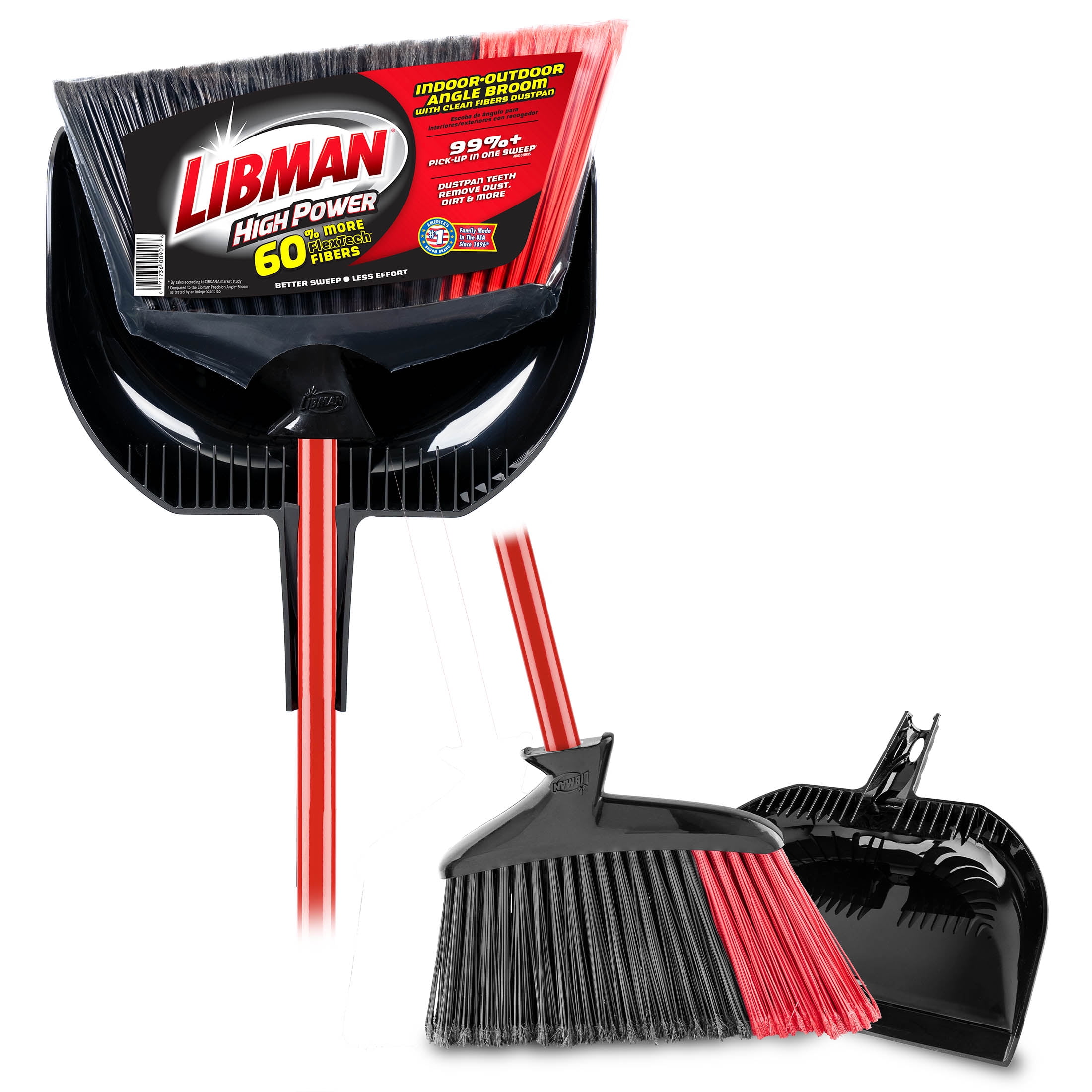 JEHONN, 54 inches Long Handle Broom and Dustpan Set, Black Orange