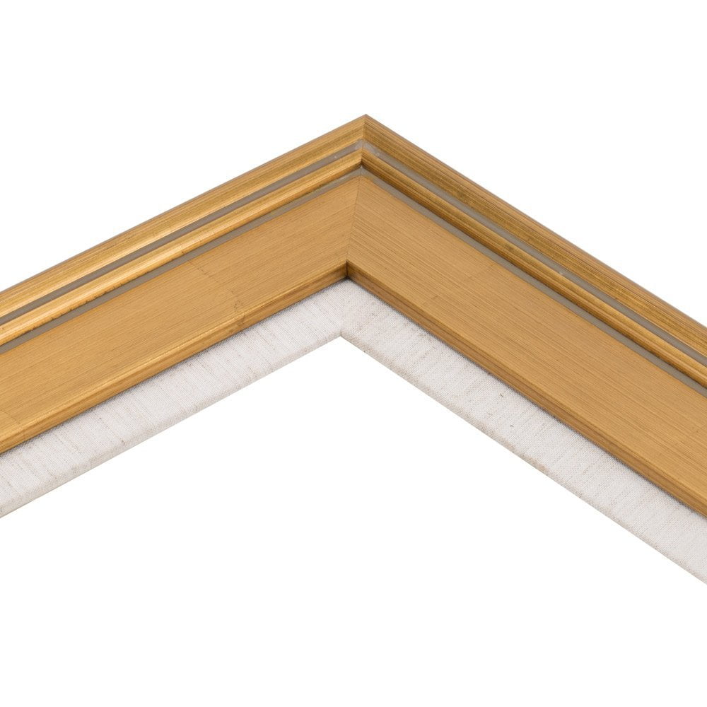 Plein Air Gold Wooden Picture Frame with Linen Liner 4 x 6", The 3" wide flat moulding is