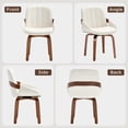 thumbnail image 4 of Fahomiss Swivel Dining Chairs Set of 6, Mid-Century Modern White Leather Kitchen Chairs with Bentwood Legs, 4 of 8