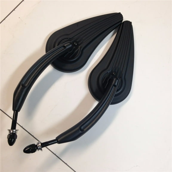 HTT-MOTOR Custom Aluminum Raindrop Shape Tailfin Mirrors Fit Harley CVO Road King Softail Street Glide Fat Bob Black