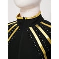 thumbnail image 5 of Hansber Kids Girls Shiny Rhinestones Metallic Striped Long Sleeve Sport Tops Stand Collar Zipper Gold 10, 5 of 7