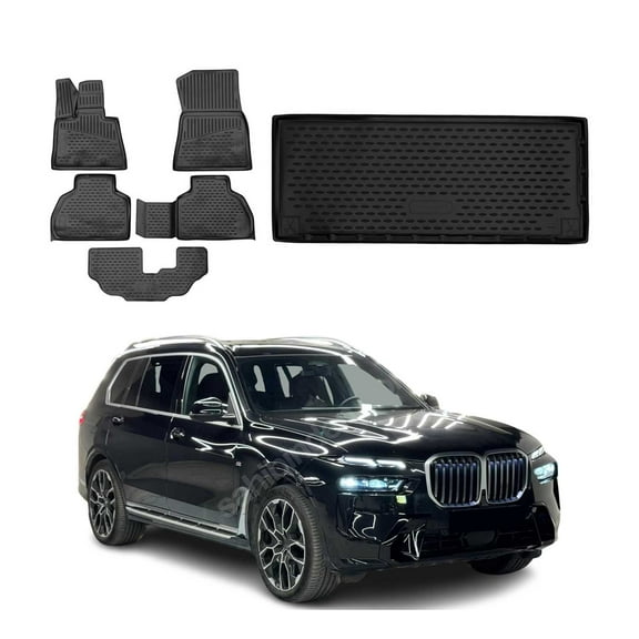 2019-2026 BMW X7 G07 Floor Mats & Cargo Liner Full Set All Weather Black