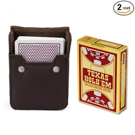 Texas Hold’Em Burgundy, Poker-Jumbo Single Deck w/Leather Case,Walmartes with single deck of Copag Texas Holdâ€™Em burgundy, poker size, jumbo-index cards and a leather.., By