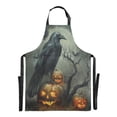 thumbnail image 2 of Kitchen Apron with 2 Pockets Adjustable waterproof Cooking Aprons for Women Men Chef Raven Bird and Pumpkins, 2 of 7