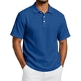 thumbnail image 3 of Hearthz Mens Golf Polos Moisture Wicking Men's Short Sleeve Shirts Casual Summer Shirt Soft Breathable Golf Polos for Men Blue S, 3 of 9