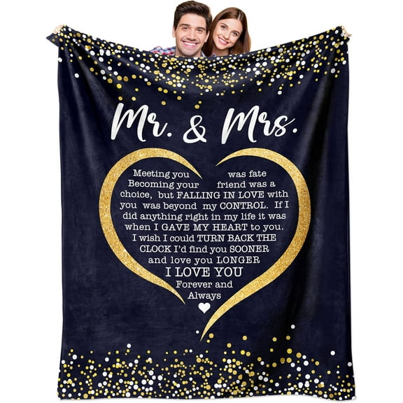 Mr and Mrs Gifts, Bridal Shower Gifts, Wedding Gifts for Newlyweds, Newly Engaged Gifts for Couple, Mr & Mrs Gifts, Engagement Gifts for Couples, for Couple Throw Blanket 50x60