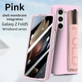 thumbnail image 2 of Compatible with Samsung Galaxy Z Fold 5 Case with S Pen Holder & PU Leather Wristband, Full Body Protective Hard PC Lightweight Slim Case Cover for Samsung Galaxy Z Fold 5 2023, Pink, 2 of 10