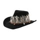 thumbnail image 2 of Sombrero vaquero con plumas occidentales, cómodo sombrero para el sol para viajes, vacaciones y fiestas al aire libre. Negro, 2 of 9
