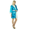 thumbnail image 5 of Bimba Women Short Satin Robe Velvet Belt Getting Ready Bridesmaid Robe Coverup, 5 of 5