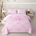 thumbnail image 2 of Erosebridal Pink Ribbon Bow Quilt Full For Girls,Cute Princess Bowknot Kids Full Bedspread Sets,3-Piece, 2 of 7
