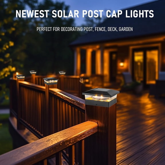 Post Cap Lights, 12 Pack Waterproof Outdoor Deck Fence Post Lights for 4x4 5x5 6x6 Wooden Posts